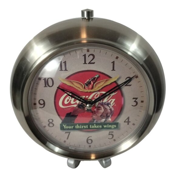 Coca-Cola Your Thirst Takes Wings Retro Style Wall Clock Battery Operated - Picture 2 of 7